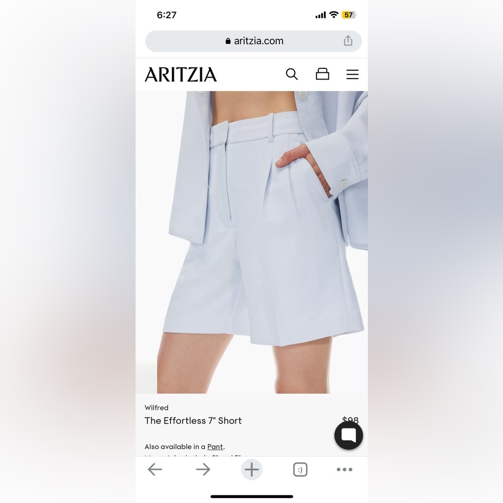 Wilfred aritzia grey shorts size 6